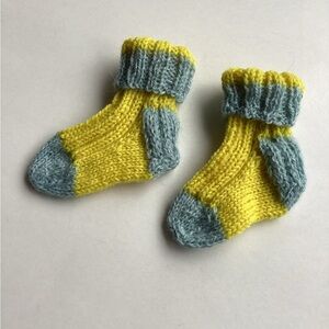Cozy Yellow and Gray Baby Socks